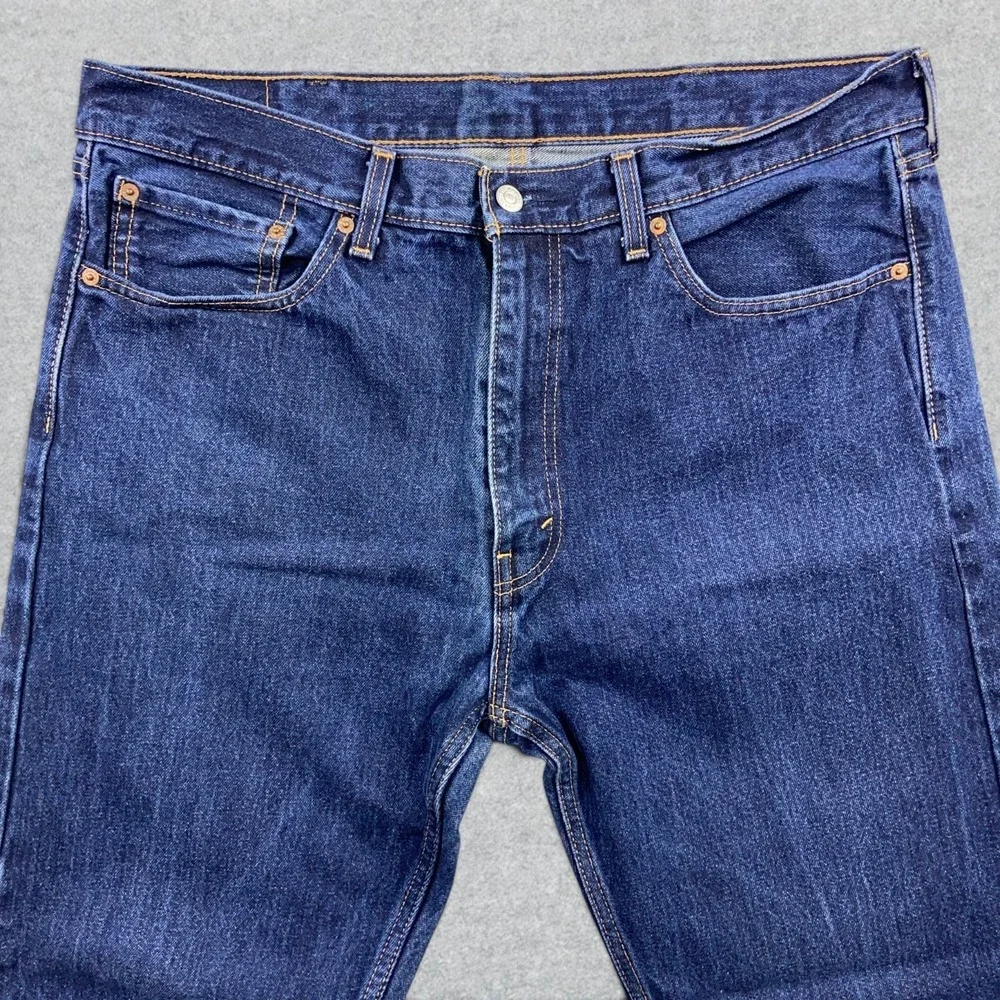 Levi's 505 Regular Fit Jeans Men's 38x33 Blue Denim Dark Wash Straight Leg